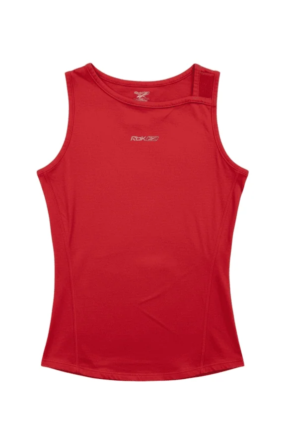 REEBOK Canotta con logo vintage rossa da donna S