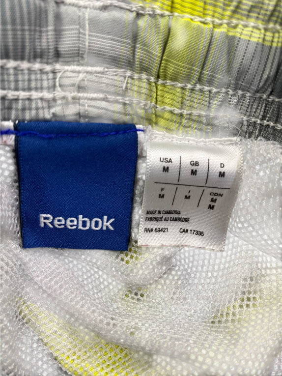Reebok Αθλητικό Σορτς Καρό Logo Γκρι Κίτρινο Ανδρικό M