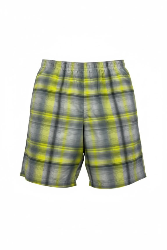 Reebok Pantaloncini sportivi a quadri con logo grigio giallo da uomo M