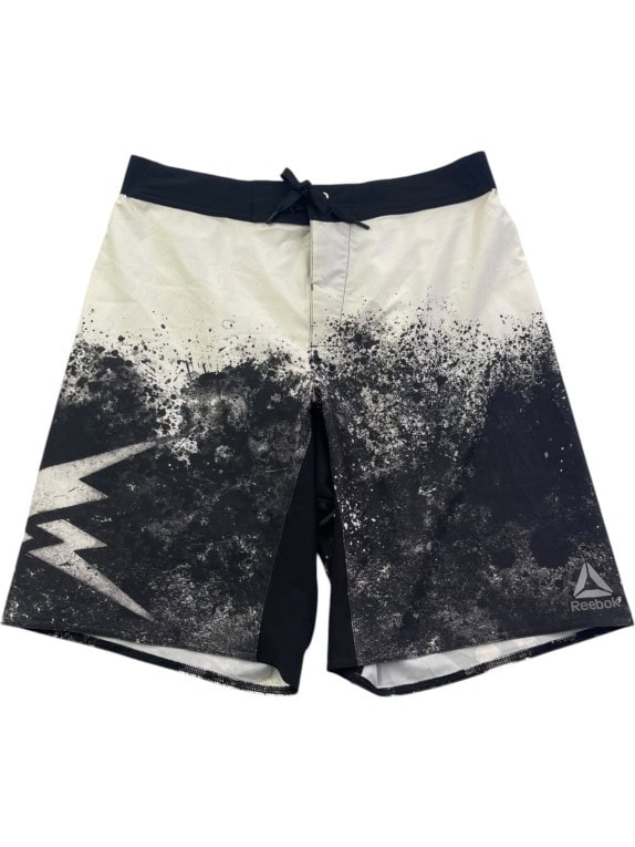 REEBOK BERMUDA SHORTS GRAPHIC MONOCHROME MEN PRE OWNED M