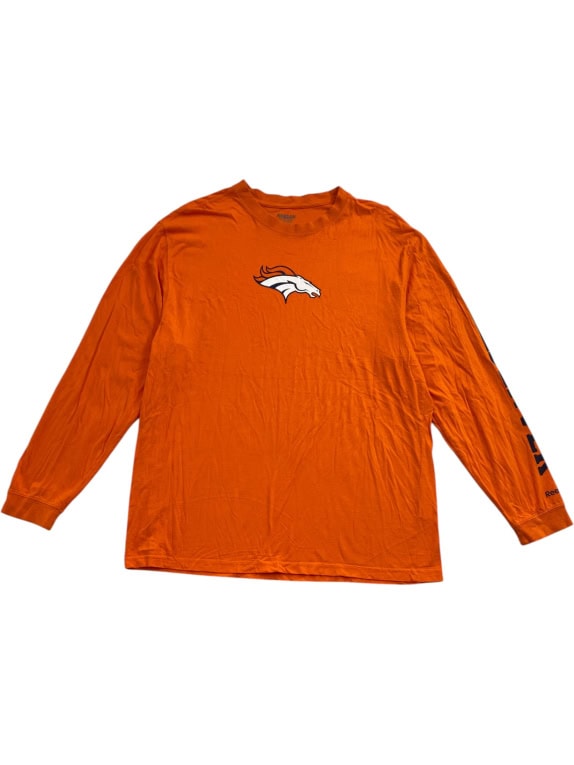 REEBOK Denver Broncos NFL Long Sleeve T-Shirt Logo Orange UNISEX XL