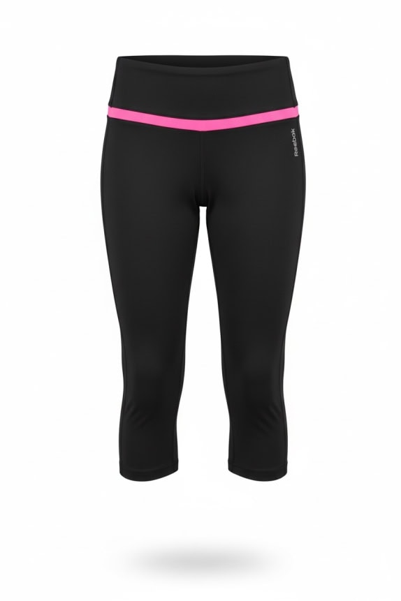REEBOK Κολάν 3/4 SKINNY CAPRI Logo Μαύρο-Ροζ Γυναικείο S
