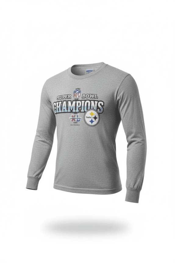 Reebok Long Sleeve Top Vintage NFL Super Bowl Champions Grey Unisex M