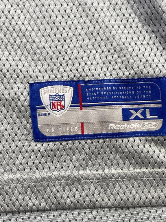 REEBOK NFL FOOTBALL JERSEY SPORTSWEAR SILVER GREY MEN PRE OWNED XL