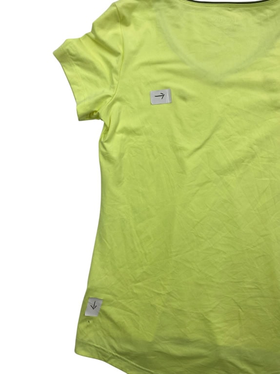 Reebok T-shirt sportiva con scollo a V con logo verde neon da donna M