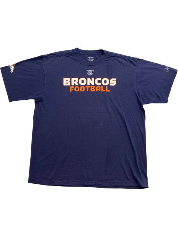 REEBOK T-shirt DENVER BRONCOS NFL con logo blu UNISEX L usato