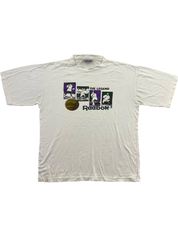 REEBOK Vintage T-shirt "The Legend" Graphic Print White Unisex Large