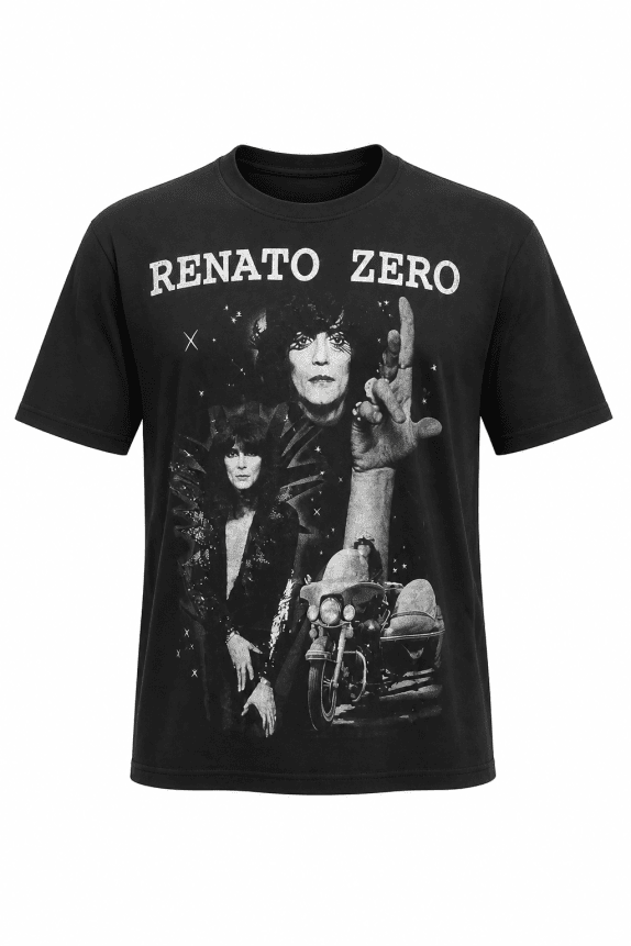 1995 RENATO ZERO GRAPHIC TEE VINTAGE ΜΑΥΡΟ UNISEX PRE OWNED L