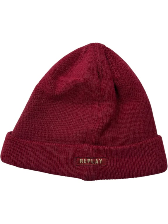 Replay Berretto lavorato a maglia casual con logo bordeaux unisex taglia unica