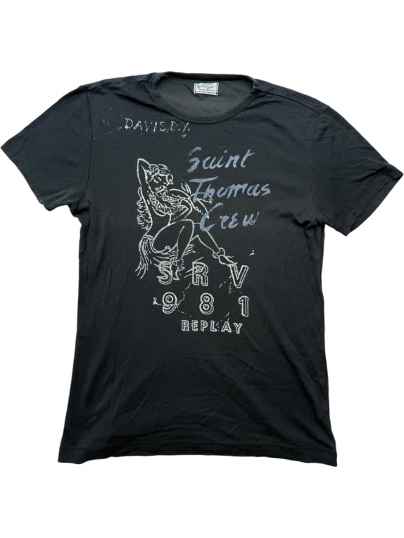 Replay Vintage Graphic Print T-Shirt Dark Grey Men’s M