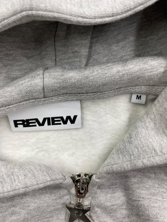REVIEW Φούτερ Ζακέτα Hoodie Vintage Logo Γκρι Ανδρικό M