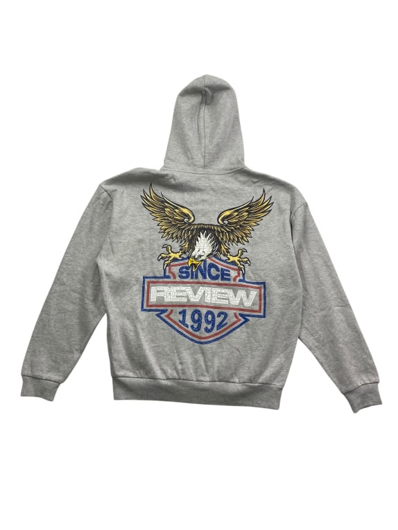 REVIEW Φούτερ Ζακέτα Hoodie Vintage Logo Γκρι Ανδρικό M