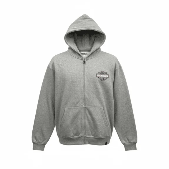 REVIEW Felpa con cappuccio e zip logo vintage grigio da uomo M
