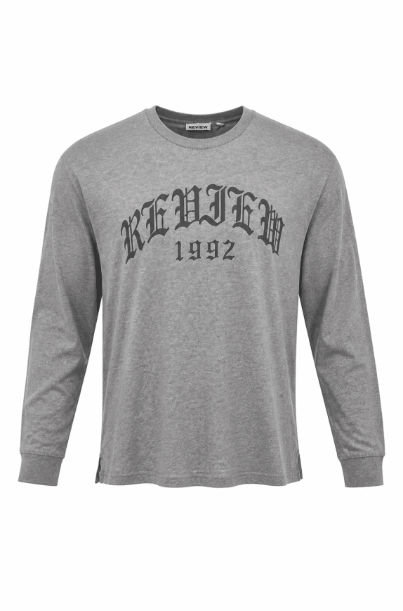 REVIEW LONG SLEEVE TEE GRAPHIC GREY MEN PRE OWNED XL