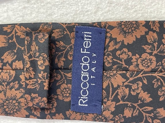 RICCARDO FERI CRAVATTA VINTAGE ΜΑΥΡΟ ΚΑΦΕ ΑΝΤΡΙΚΟ PRE OWNED