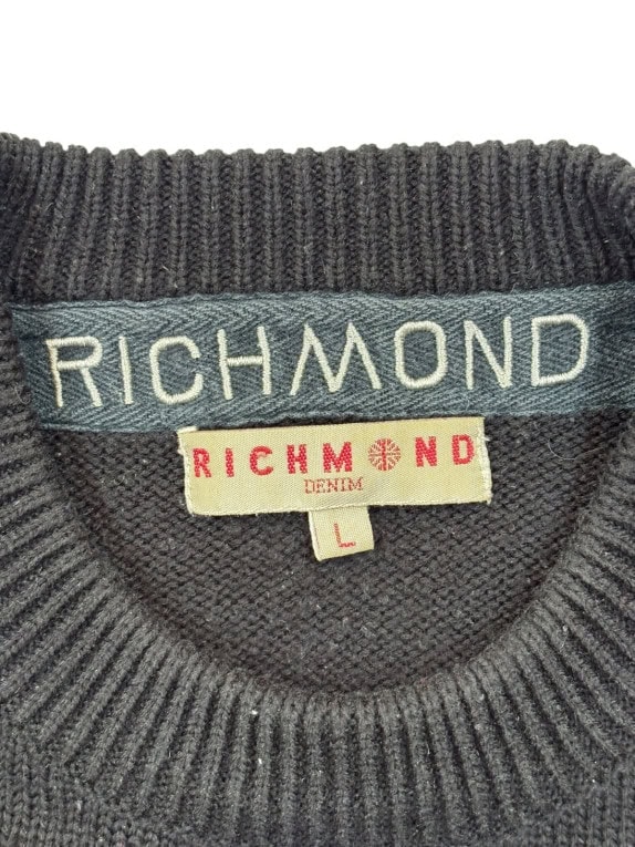 RICHMOND DENIM MAGLIONE IN MAGLIA SPELL OUT NERO UOMO PRE OWNED L