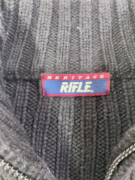 Rifle Heritage Πλεκτή Ζακέτα Ribbed Zip Μαύρη Ανδρική M