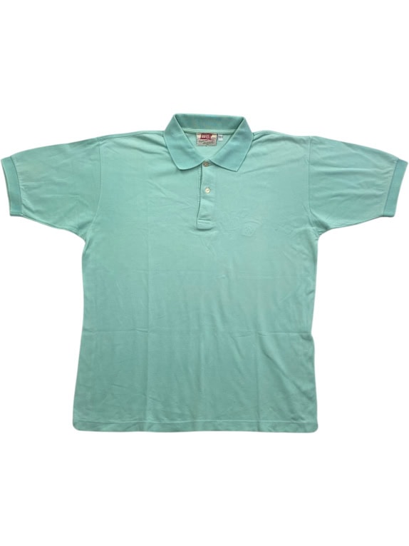 RIFLE Vintage Polo Shirt Embroidered Logo Turquoise Men’s L