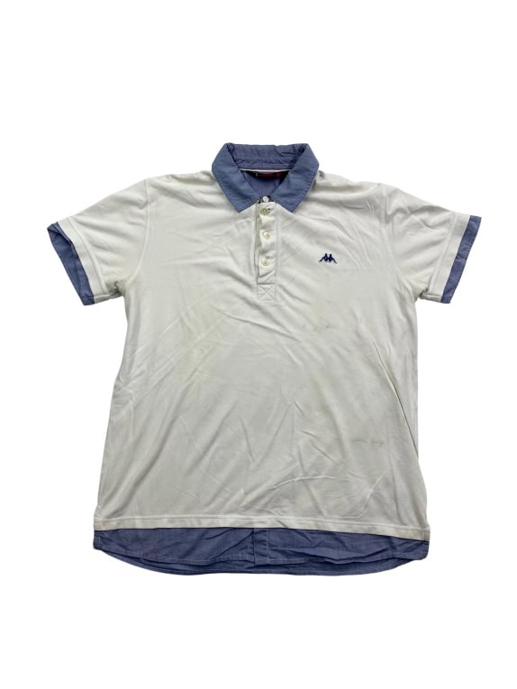 Robe Di Kappa Polo Μπλούζα Classic Logo Δίχρωμο Λευκό-Μπλε Ανδρική L