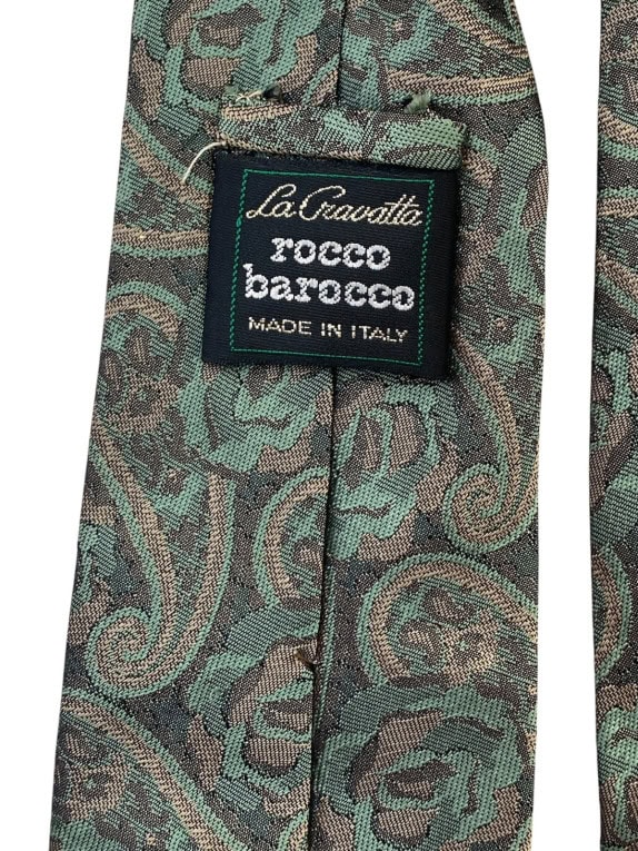 ROCCO BAROCCO TIE PAISLEY GREEN MENS PRE OWNED