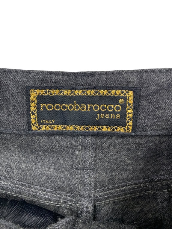 ROCCO BAROCCO JEANS PANTS VINTAGE WAIST LOGO GREY WOMEN XS