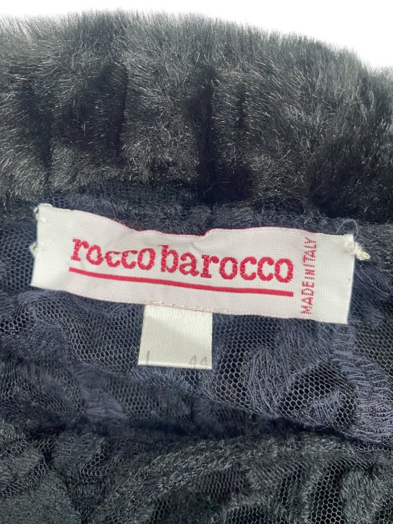 ROCCOBAROCCO Abito mini elegante con colletto in pelliccia nero da donna (XL)