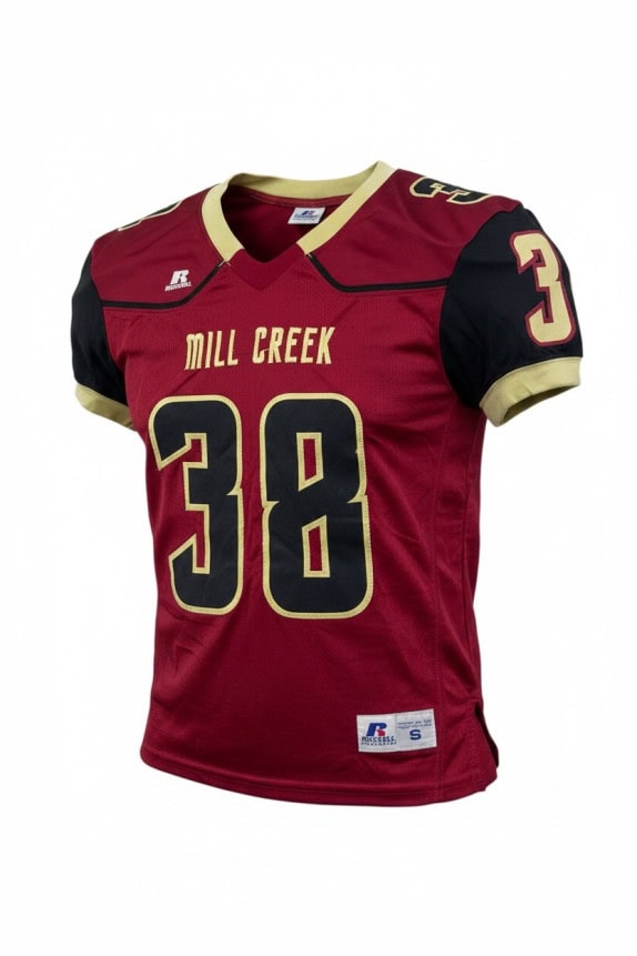 RUSSELL ATHLETIC FOOTBALL JERSEY COLLEGIATE BURGUNDY UOMO PRE OWNED S
