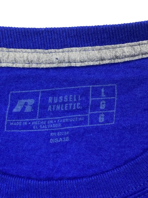 RUSSELL ATHLETIC GRAPHIC TEE COLLEGIATE BLUE MENS PRE OWNED