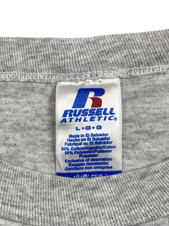 RUSSELL ATHLETIC TSHIRT VINTAGE 6 MAN GRAPHIC GREY UNISEX L pre-owned