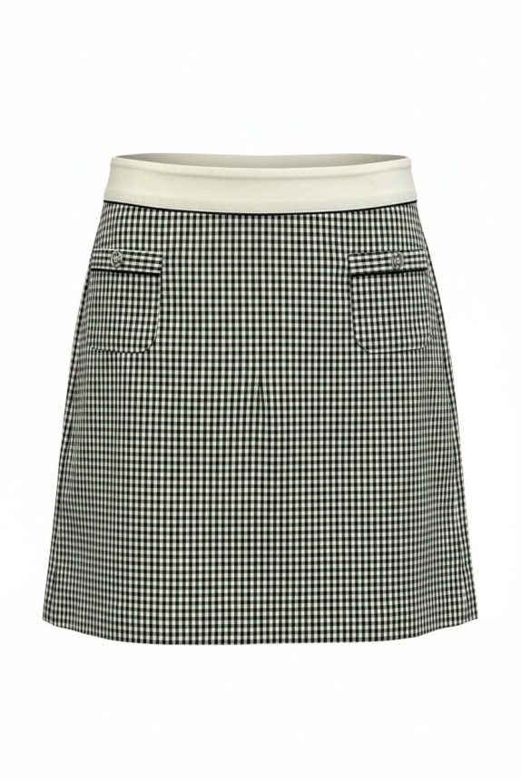 'S MAX MARA ΦΟΥΣΤΑ CASUAL CHECK PATTERN LOGO BLACK-WHITE ΓΥΝΑΙΚΕΙΑ L