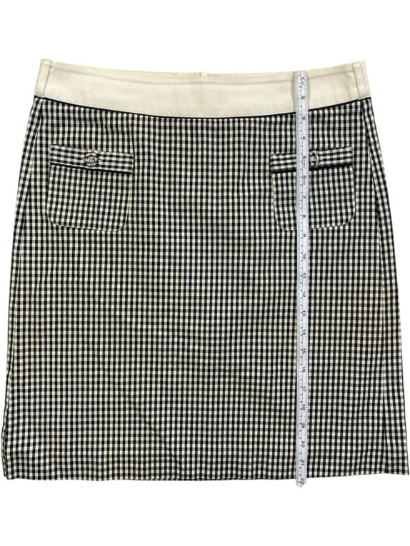 'S MAX MARA SKIRT CASUAL CHECK PATTERN LOGO BLACK-WHITE WOMEN L