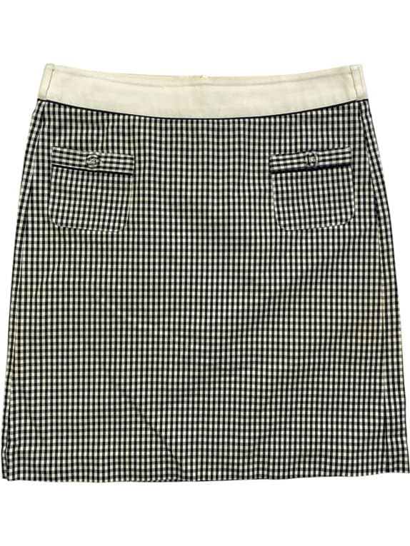 'S MAX MARA SKIRT CASUAL CHECK PATTERN LOGO BLACK-WHITE WOMEN L