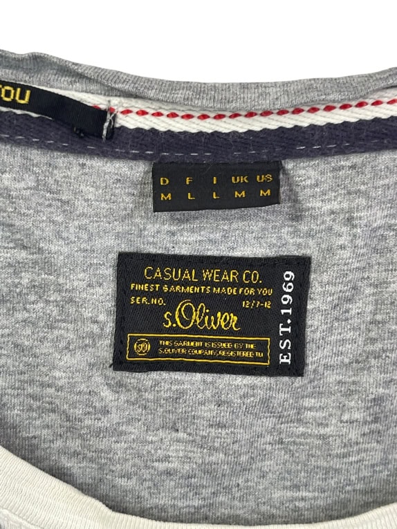 S OLIVER T SHIRT VINTAGE GREY MEN M pre-owned