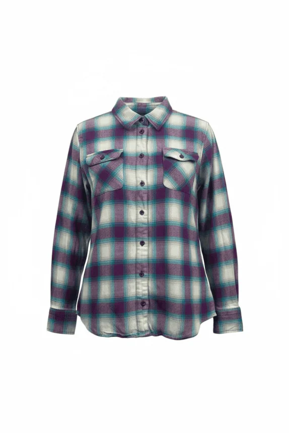 S. Polo Assn. Πουκάμισο Καρό Casual Μωβ/Τιρκουάζ Γυναικείο L