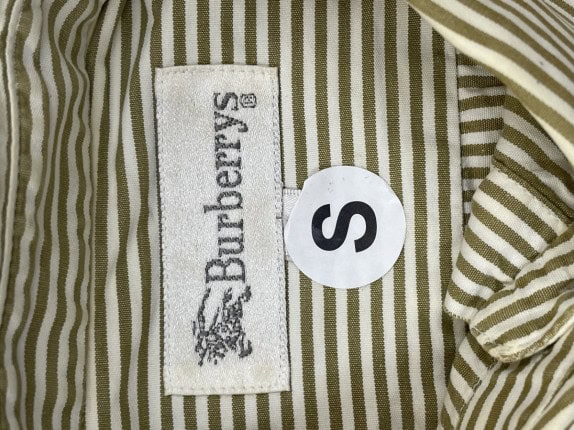 BURBERRY SHIRT STRIPED BROWN MEN PRE OWNED S