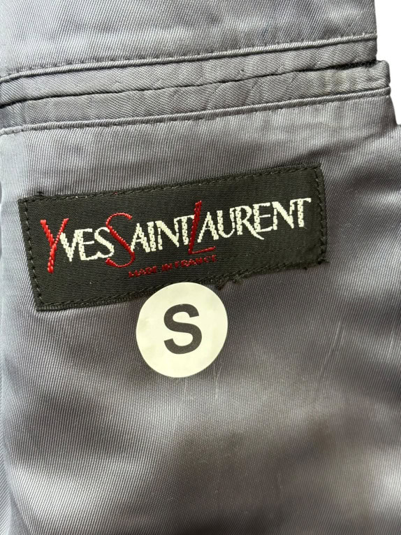90S YSL BLAZER VINTAGE PLAID GREY MENS PRE OWNED