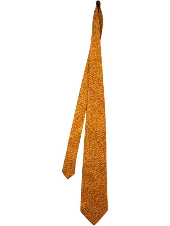SALVATORE FERRAGAMO TIE PAISLEY ORANGE MENS PRE OWNED