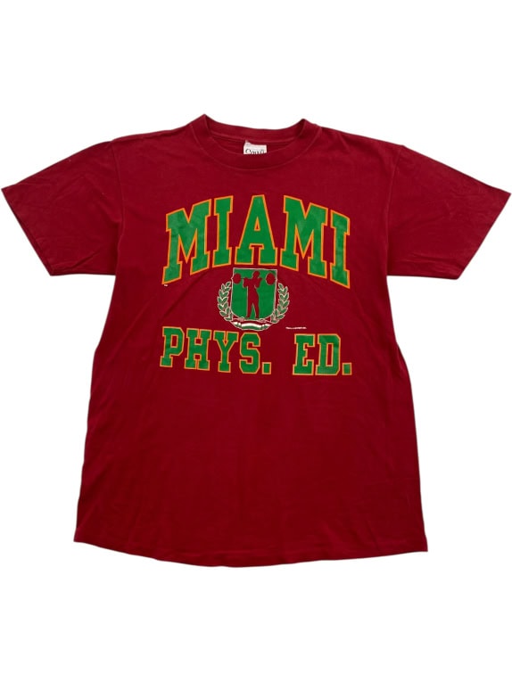 SAVY SPORTSWEAR T-SHIRT VINTAGE MIAMI PHYS. ED. PRINT ΜΠΟΡΝΤΟ UNISEX LARGE