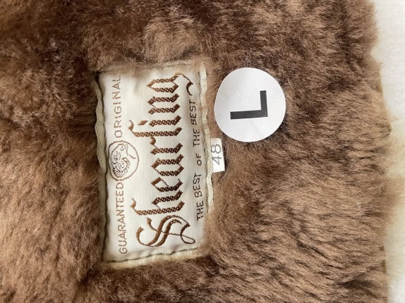 1980s SHEARLING ΔΕΡΜΑΤΙΝΟ ΜΠΟΥΦΑΝ ΜΠΟΥΚΛΕ ΚΑΦΕ ΑΝΤΡΙΚΟ PRE OWNED L