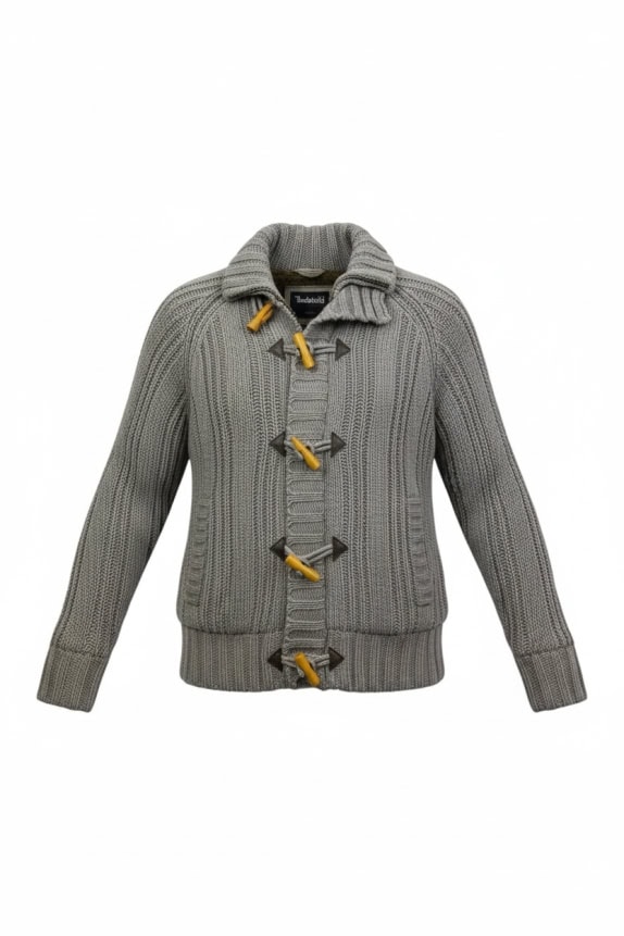 Schott N.Y.C. Knit Cardigan Toggle Button Sherpa Lined Grey Men's S