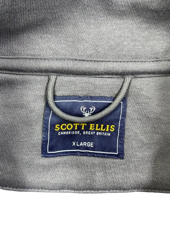 SCOTT ELLIS Φούτερ Half Zip Casual Logo Δίχρωμο Γκρι Ανδρικό XL