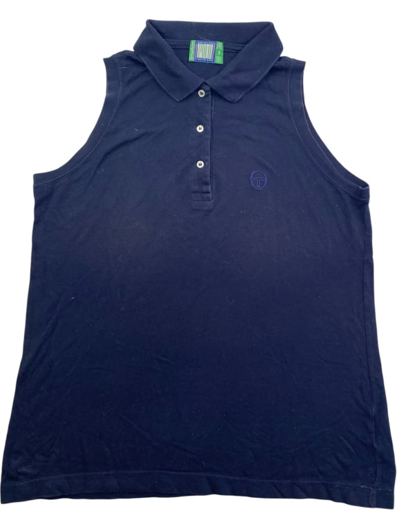 SERGIO TACCHINI ΑΜΑΝΙΚΗ ΜΠΛΟΥΖΑ POLO 90s EMBROIDERED LOGO ΜΠΛΕ ΣΚΟΥΡΟ ΓΥΝΑΙΚΕΙΑ L
