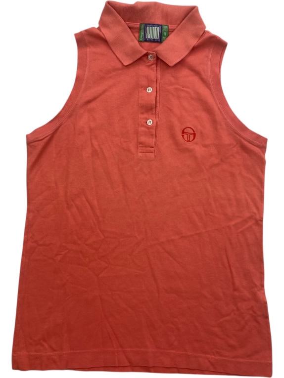 Sergio Tacchini Αμάνικη Polo Vintage Logo Κοραλλί Γυναικεία M