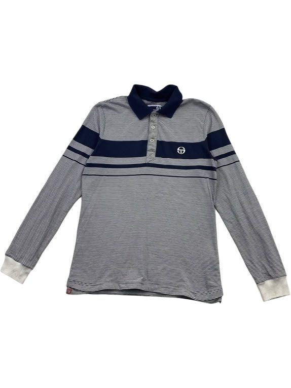 SERGIO TACCHINI ΜΠΛΟΥΖΑ POLO ΜΑΚΡΥΜΑΝΙΚΗ ΡΙΓΕ ΛΟΓΟΤΥΠΟ ΜΠΛΕ ΓΚΡΙ ΑΝΔΡΙΚΟ S