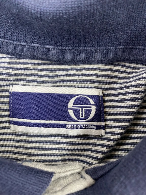 SERGIO TACCHINI ΜΠΛΟΥΖΑ POLO ΜΑΚΡΥΜΑΝΙΚΗ ΡΙΓΕ ΛΟΓΟΤΥΠΟ ΜΠΛΕ ΓΚΡΙ ΑΝΔΡΙΚΟ S