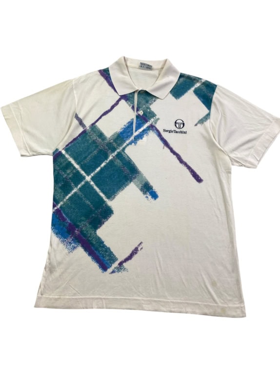 SERGIO TACCHINI POLO VINTAGE CON GRAFICA BIANCA UNISEX L