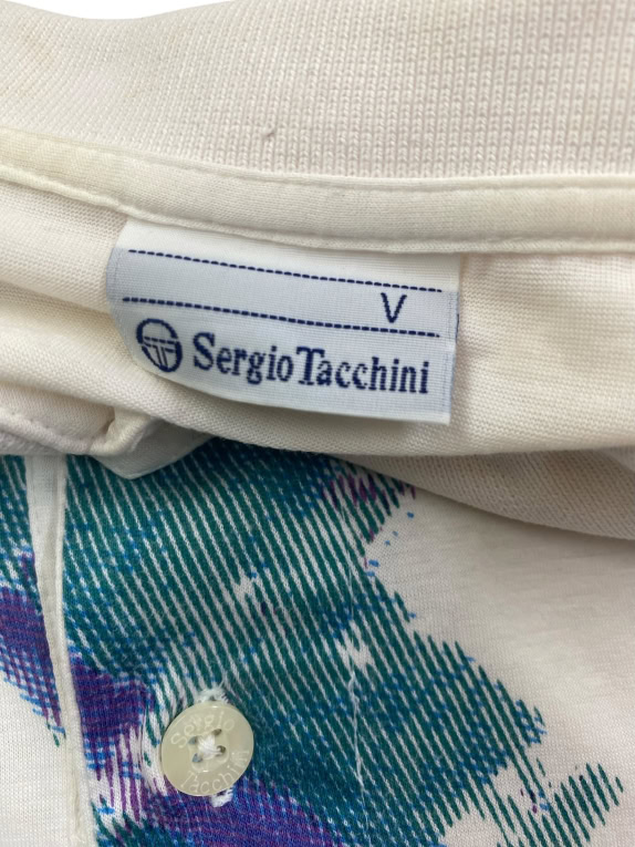 SERGIO TACCHINI POLO VINTAGE CON GRAFICA BIANCA UNISEX L