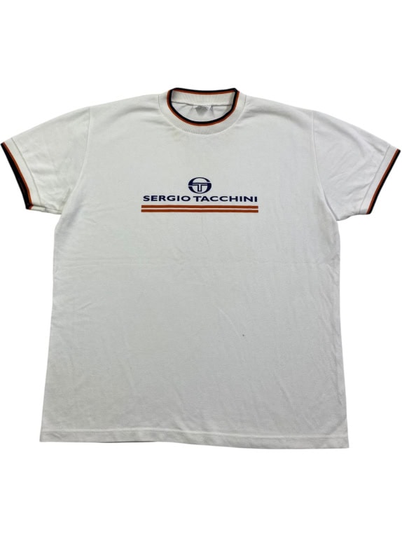 SERGIO TACCHINI Maglietta VINTAGE con logo bianca da uomo L