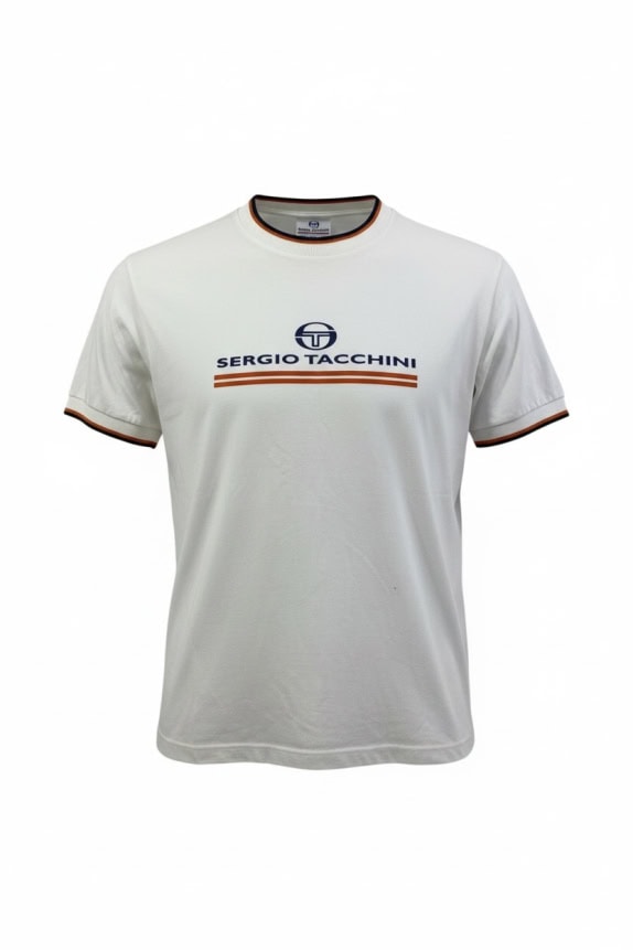 SERGIO TACCHINI Maglietta VINTAGE con logo bianca da uomo L