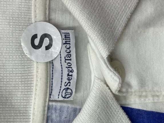 SERGIO TACCHINI POLO SHIRT GRAPHIC WHITE UNISEX PRE OWNED S